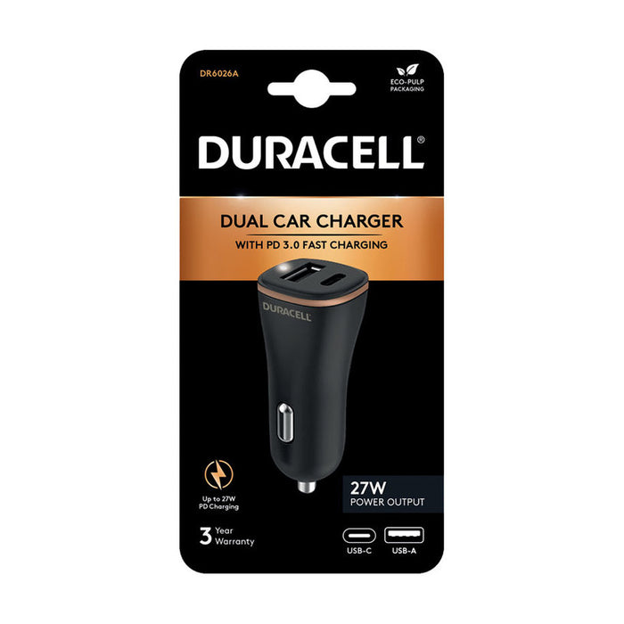 ЗАРЯДНО 12V DURACELL USB+TYPE-C DR6026A