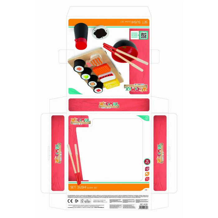 Дървена Игра Woomax Суши 14 Части (6 броя)