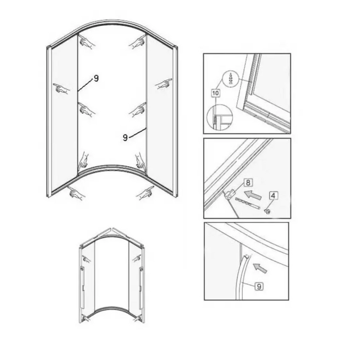 ДУШ КАБИНА 90Х90СМ СТЪКЛ. МАТ