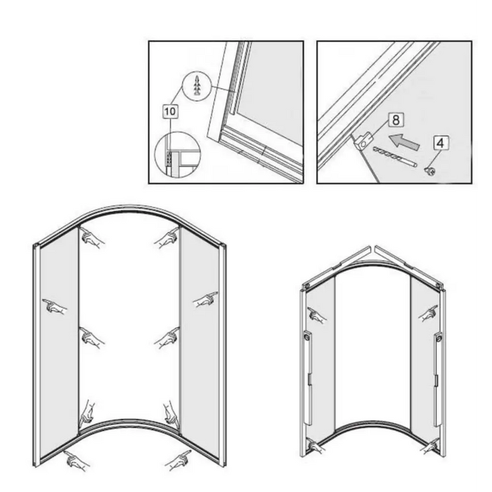 ДУШ КАБИНА 90Х90СМ СТЪКЛ. МАТ