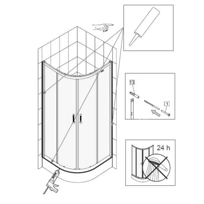 ДУШ КАБИНА 90Х90СМ СТЪКЛ. МАТ