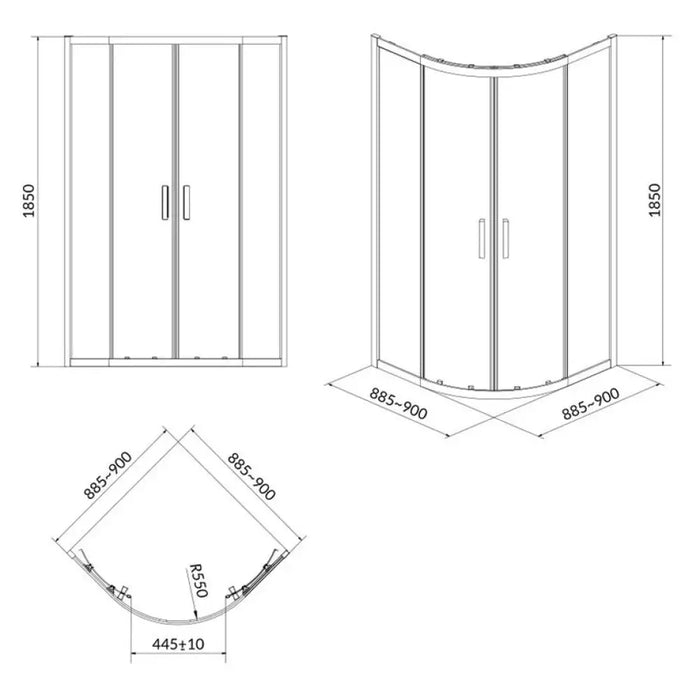 ДУШ КАБИНА 90X90 CERSANIT BASIC