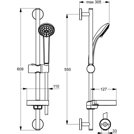 ДУШ КОМПЛЕКТ IDEALRAIN 600ММ B9503AA IS