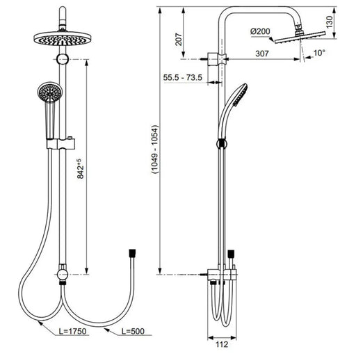 ДУШ КОМПЛЕКТ IDEALSTANDARD IDEALRAIN A6281AA