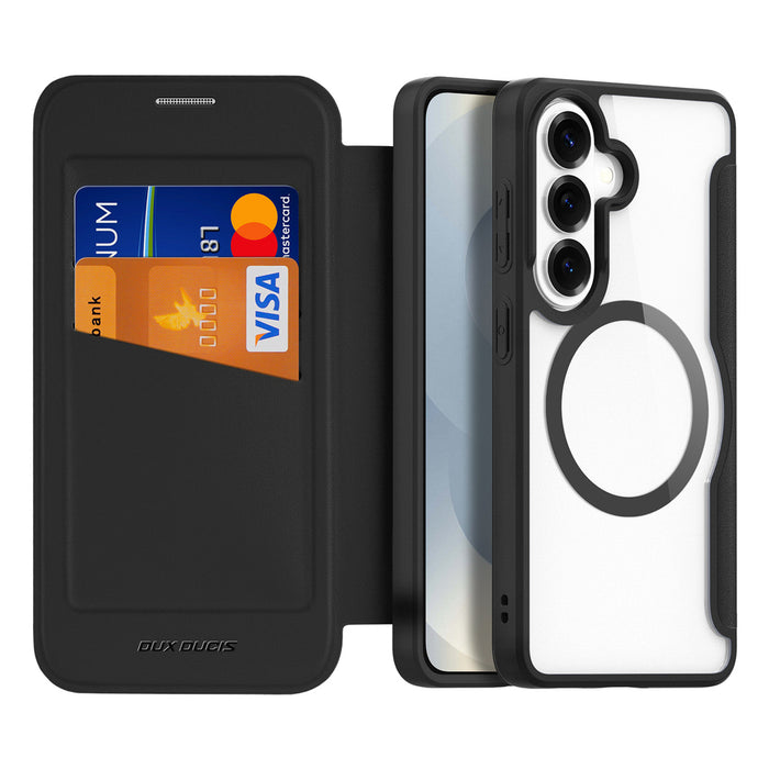 Калъф-портфейл Dux Ducis Skin X Pro, съвместим с MagSafe, за Samsung Galaxy S26 - черен