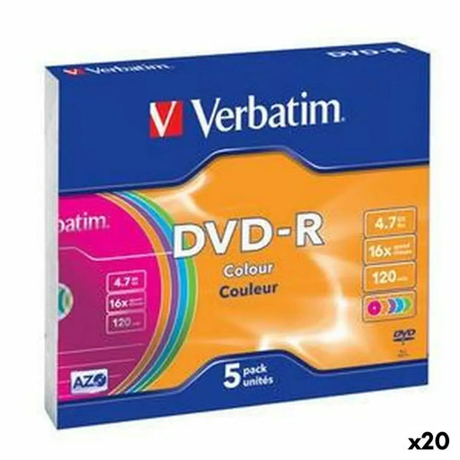 DVD-R Verbatim Colour 4,7 GB 16x 5 Части (20 броя)