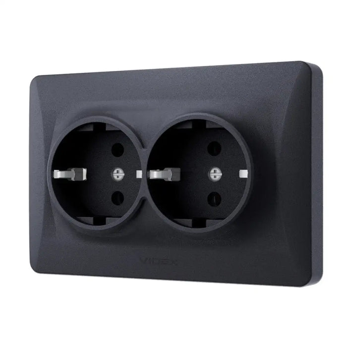 ДВОЕН КОНТАКТ ШУКО VF-BNSK2G-BG 16А BINERA VIDEX - ГРАФИТ