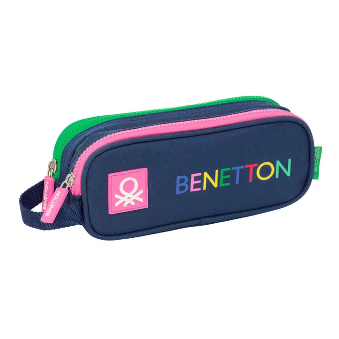 Двоен Моливник Benetton Damero Морско син 21 x 8 x 6 cm