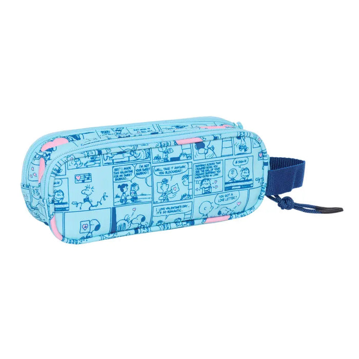 Двоен Моливник Snoopy Love Светло син 21 x 8 x 6 cm