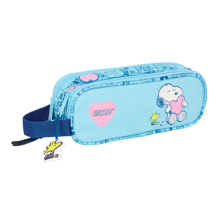 Двоен Моливник Snoopy Love Светло син 21 x 8 x 6 cm