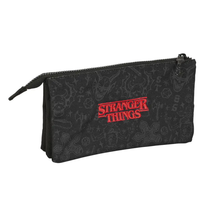 Двоен Моливник Stranger Things Черен 22 x 12 x 3 cm