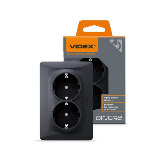 ДВОЕН КОНТАКТ ШУКО VF-BNSK2G-BG 16А BINERA VIDEX - ГРАФИТ