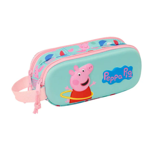 Двоен Моливник Peppa Pig Зелен Розов 21 x 8 x 6 cm 3D