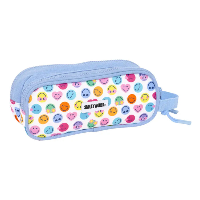 Двоен Моливник Smiley Joyful Многоцветен Светло син 21 x 8