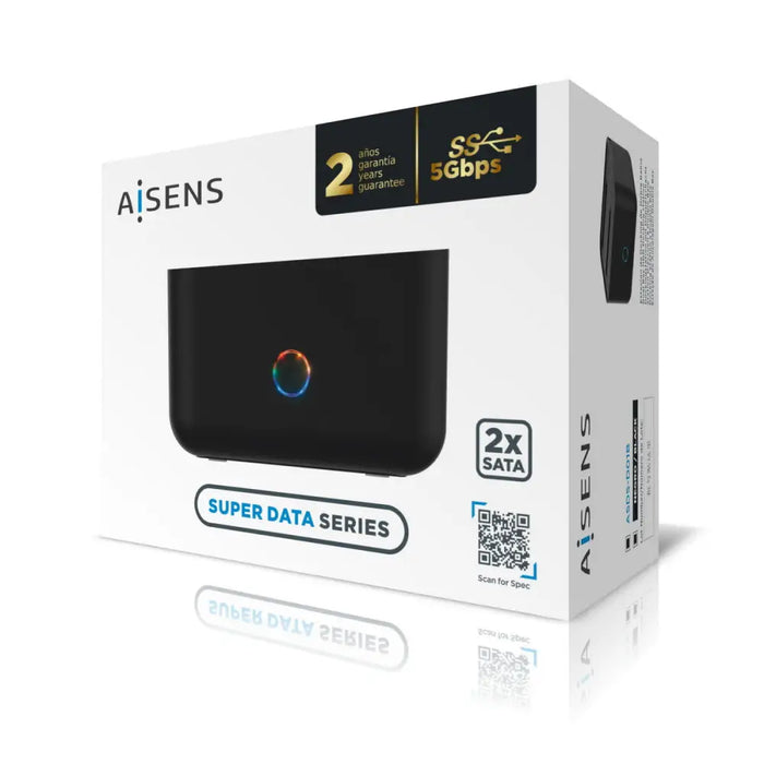 Двойна базова станция Aisens EASDS-D01B Черен USB USB 3.0