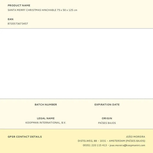 Дядо Коледа BASIC & CO 75 x 50 x 125 cm Надуваем