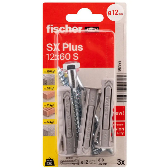 ДЮБЕЛ С ВИНТ 12X60 3 БР FISCHER SX PLUS