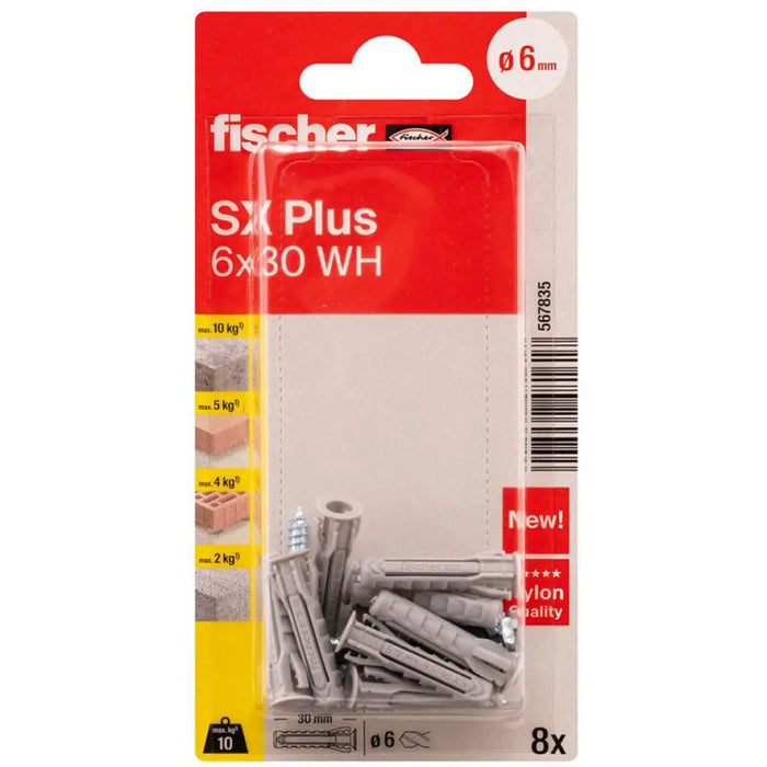 ДЮБЕЛ С КУКА 6X30 8 БР FISCHER SX PLUS