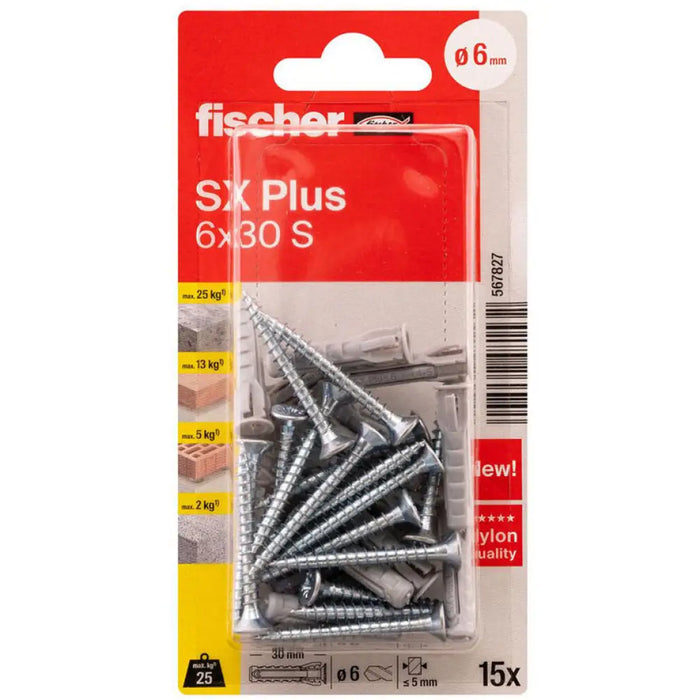 ДЮБЕЛ С ВИНТ 6X30 FISCHER SX PLUS