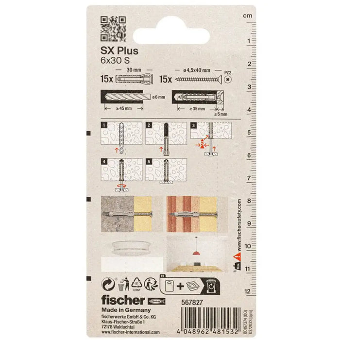 ДЮБЕЛ С ВИНТ 6X30 FISCHER SX PLUS