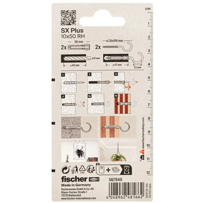 ДЮБЕЛ С КУКА 10X50 2 БР FISCHER SX PLUS