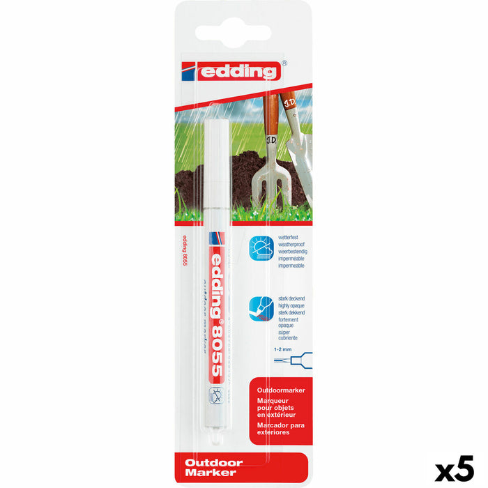 Перманентен флумастер Edding 8055 Бял 1-2 mm (5 броя)