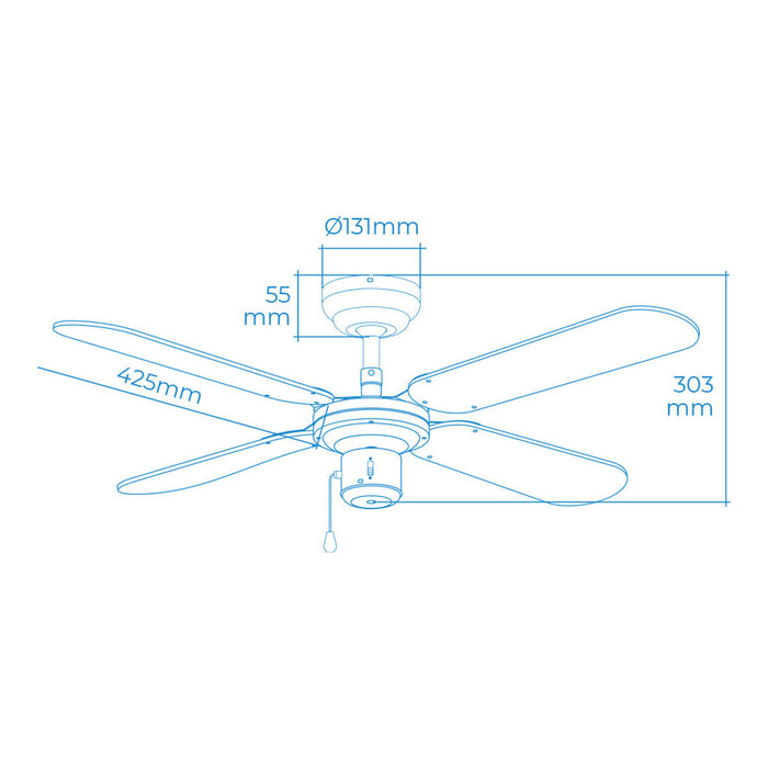 Вентилатор за таван EDM 33802 Báltico Бял 50 W ø 102 cm