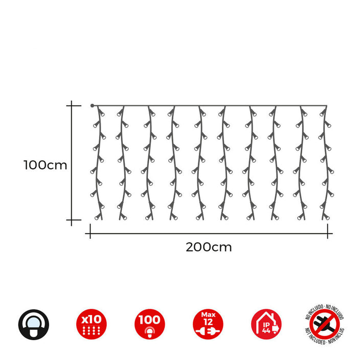 LED Светлинна Завеса EDM 71260 Easy-Connect 1,8 W 2 x 1 m