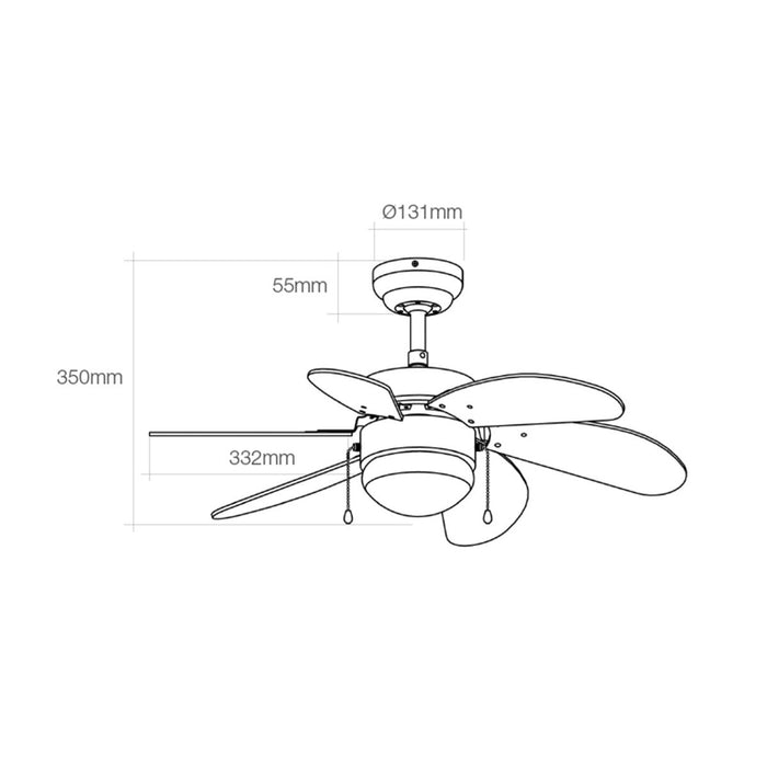 Вентилатор за таван с осветление EDM 33985 Aral Бял 50 W
