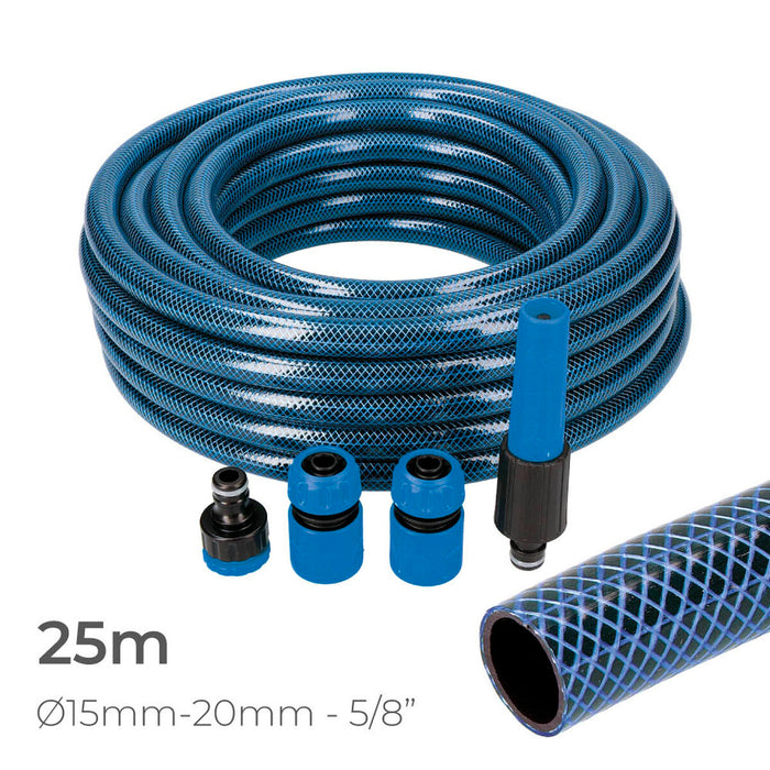 Комплект Маркуч с аксесоари EDM 74099 5/8" 20 mm x 25 m Син (25 m)