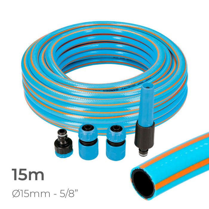 Комплект Маркуч с аксесоари EDM 74107 PVC 5/8" 20 mm x 15 m Син (15 m)