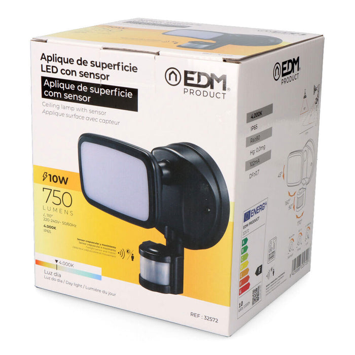 LED spotlight EDM 32572 Черен F 10 W 750 Lm (4000 K)