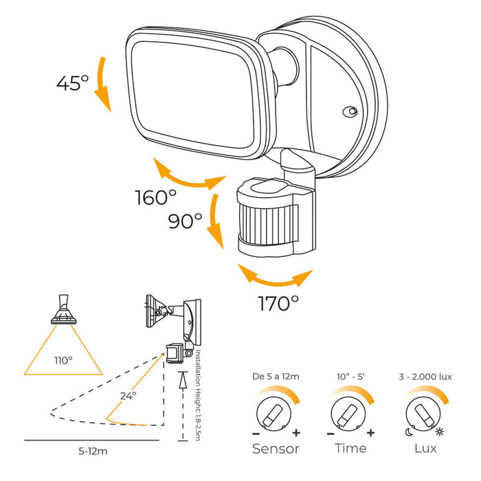 LED spotlight EDM 32572 Черен F 10 W 750 Lm (4000 K)