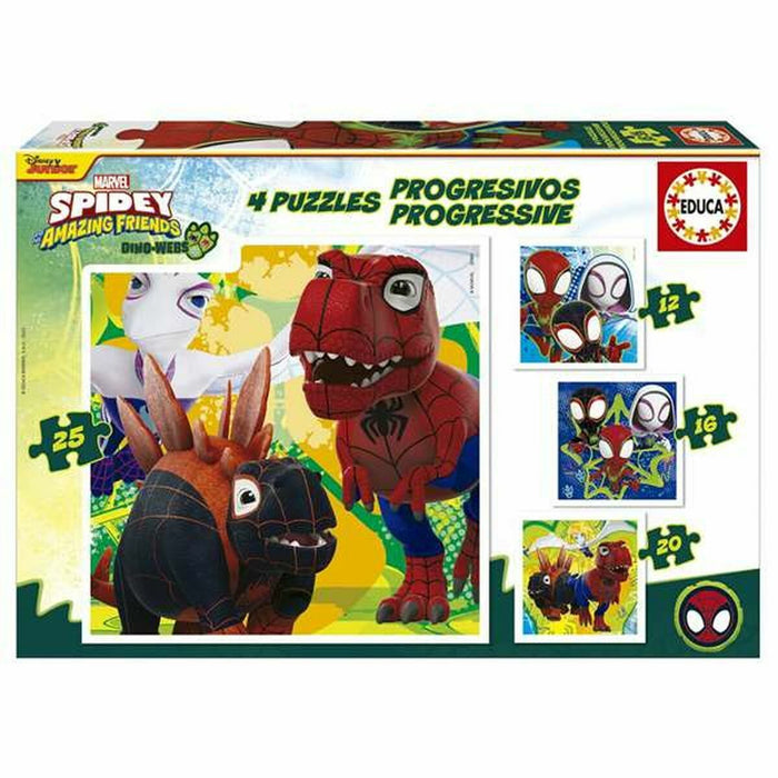 Комплект от 4 Пъзела Educa Dino Spidey (4 броя)