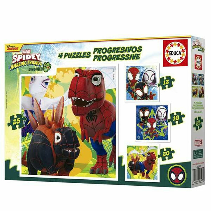 Комплект от 4 Пъзела Educa Dino Spidey (4 броя)