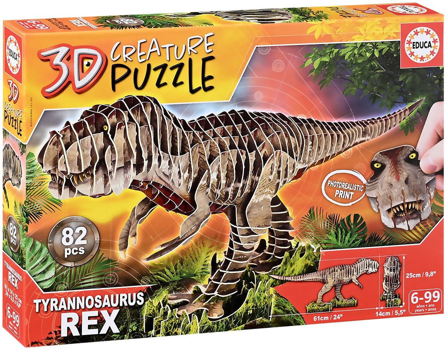 3D пъзел Educa от 82 части - T-Rex