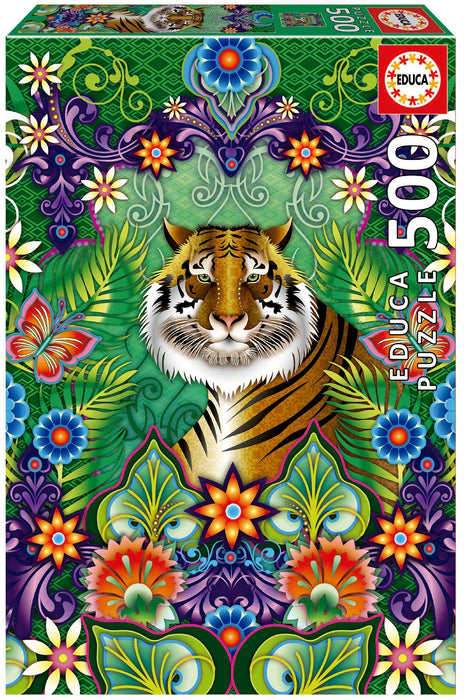 Пъзел Educa от 500 части - Бенгалски бял тигър