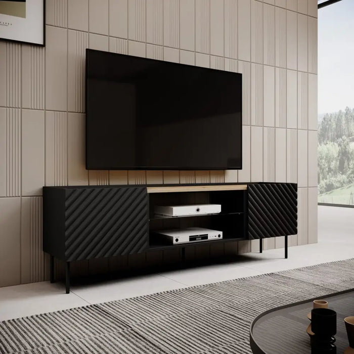 EF ONDA RTV шкаф 180x40x39-58 черен (стоящ или стенен)