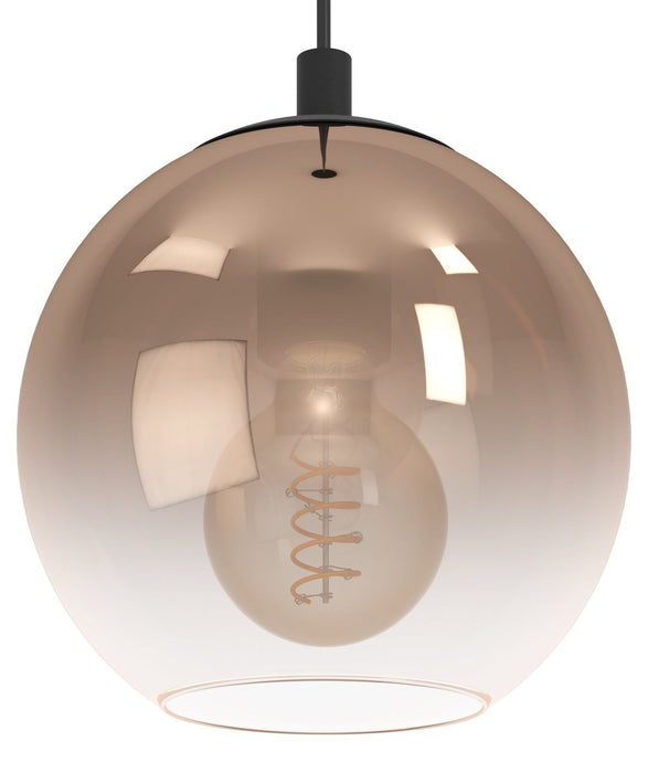 Пендел Eglo - Ariscani 1, 3xE27, Ø42.5 cm, H-1100, черен/опушено медно стъкло