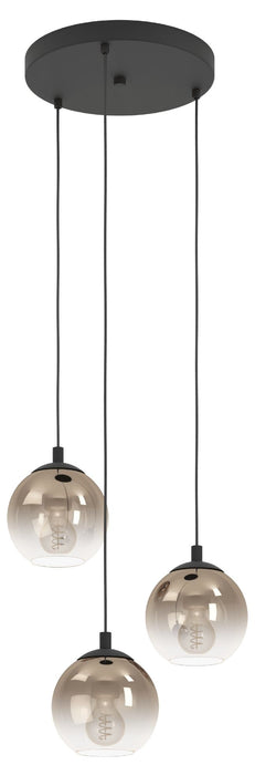 Пендел Eglo - Ariscani 1, 3xE27, Ø42.5 cm, H-1100, черен/опушено медно стъкло