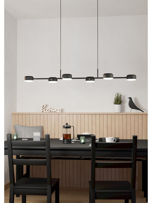 LED пендел Eglo - Clavellina, 6х7W, 4800lm, 3000K, L-1200, димируем, черен/бял