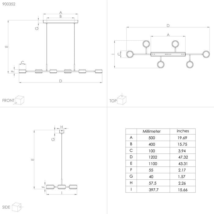 LED пендел Eglo - Clavellina, 6х7W, 4800lm, 3000K, L-1200, димируем, черен/бял