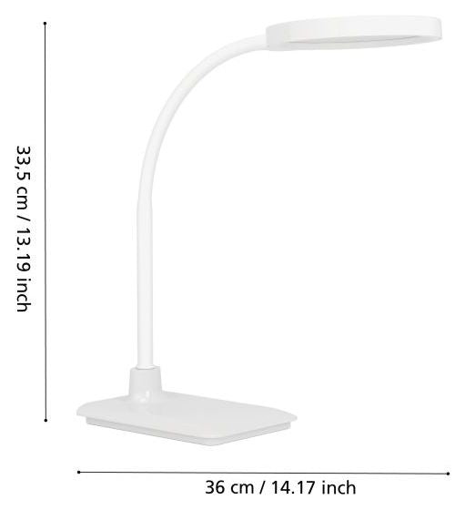 LED настолна лампа Eglo - Lauro, 5.5W, 600lm, H-360, CCT, тъч, бяла
