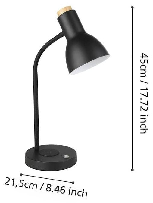 LED настолна лампа Eglo - Veradal-Qi, 5,5W, 720lm, 3000K, черна/кафява
