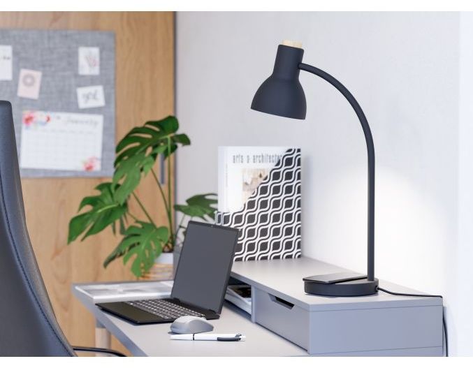 LED настолна лампа Eglo - Veradal-Qi, 5,5W, 720lm, 3000K, черна/кафява