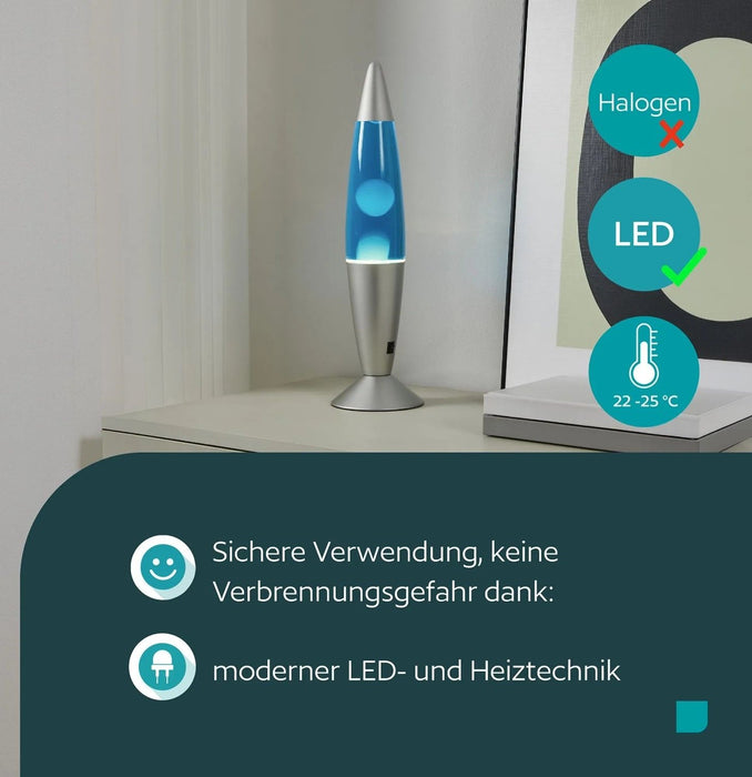 LED настолна лампа Eglo - Lava, 2.2W, 3000K, 42 cm, сребриста/синя
