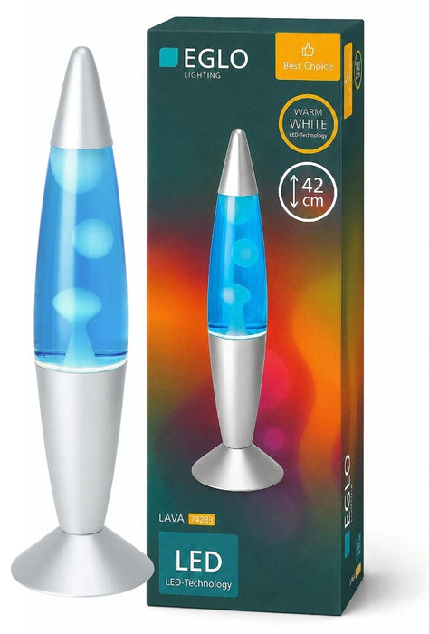 LED настолна лампа Eglo - Lava, 2.2W, 3000K, 42 cm, сребриста/синя