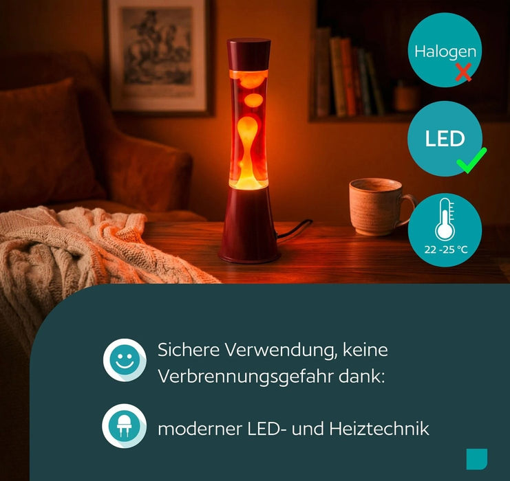 LED декоративна лампа Eglo - Lava, 2.2 W, 3000 K, бордо/оранжева