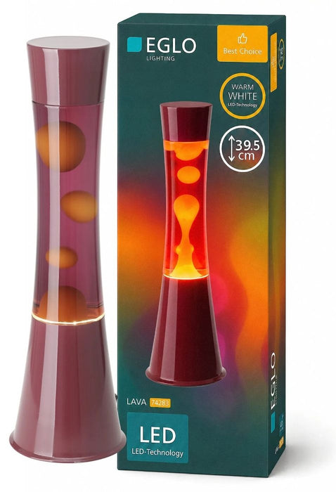 LED декоративна лампа Eglo - Lava, 2.2 W, 3000 K, бордо/оранжева