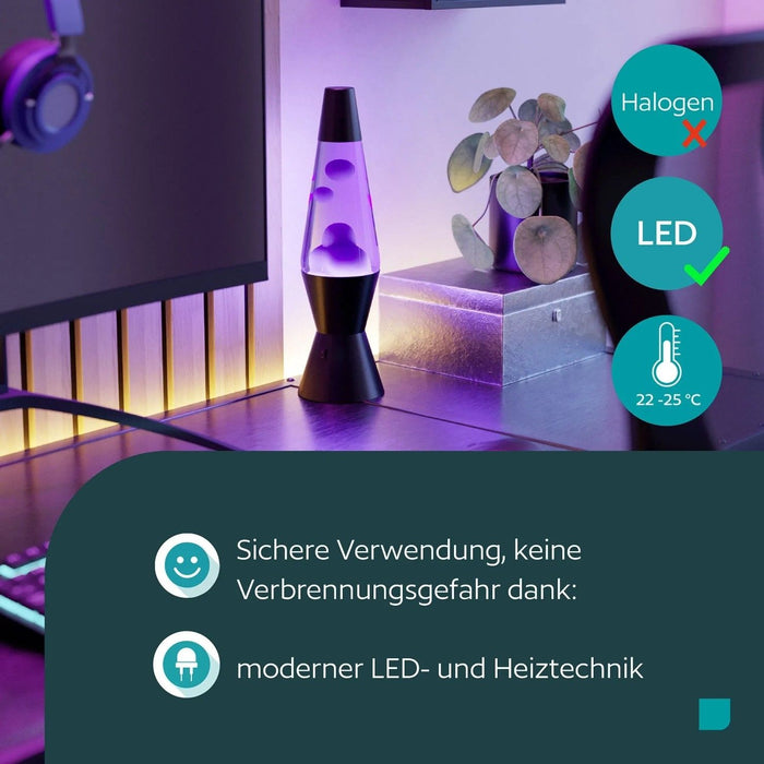LED настолна лампа Eglo - Lava, 2.2W, 3000K, H-360, черна/виолетова